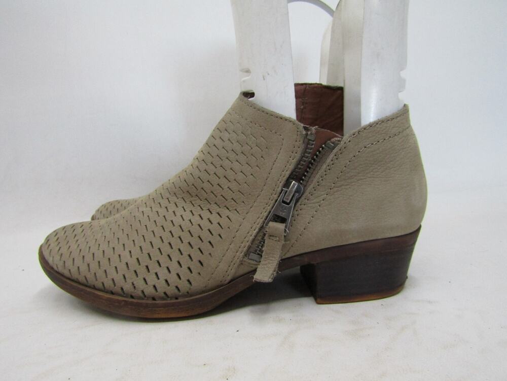 Lucky Brand Womens Size 6.5 M Brown Leather Zip Ankle Fashion Boots Bootie